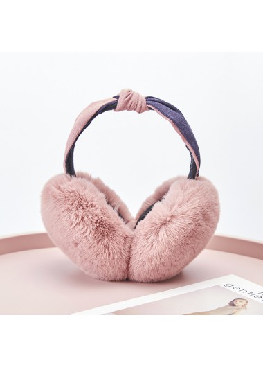 Modlily Pink Adjustable Faux Fur Detail Earmuff - One Size