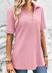 Modlily Pink Eyelet Short Sleeve T Shirt - S