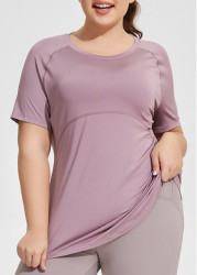 Modlily Pink Plus Size Short Sleeve Round Neck T Shirt - XL