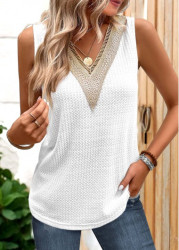 Modlily Plus Size White Lace Sleeveless Tank Top - 1X