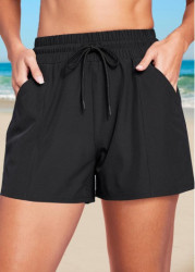 Modlily Pocket High Waisted Black Quick Drying Beach Shorts - S