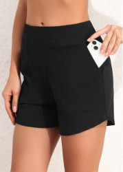 Modlily Pocket High Waisted Black Swim Shorts - S