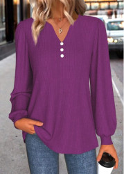 Modlily Purple Split Long Sleeve T Shirt - S