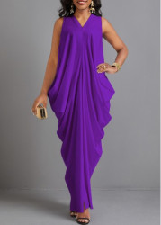 Modlily Purple Split O Shape Sleeveless Maxi Dress - L