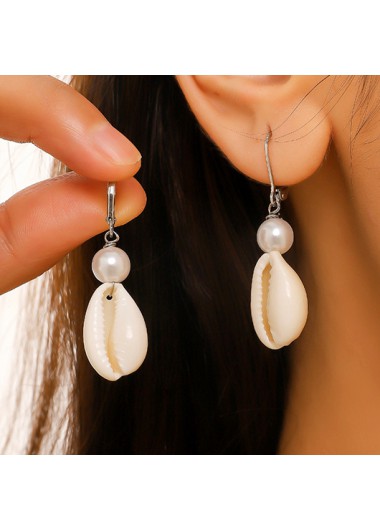 Modlily Raw White Pearl Shell Detail Earrings - One Size