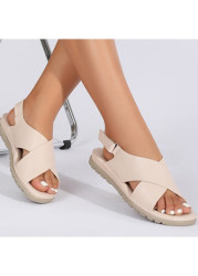 Modlily Raw White Peep Toe Falt Sandals - 36