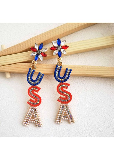 Modlily Red Alloy Geometric Letter Detail Earrings - One Size