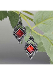 Modlily Red Alloy Geometric Square Hollow Earrings - One Size