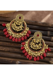 Modlily Red Alloy Hollow Artificial Rhinestone Earrings - One Size