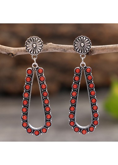 Modlily Red Alloy Retro One Pair Earrings - One Size