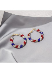 Modlily Red Geometric Round Design Alloy Earrings - One Size