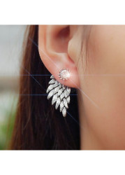 Modlily Rhinestone Detail Wings Design Silver Earrings - One Size