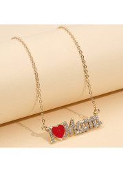 Modlily Rhinestone Letter Design Gold Alloy Necklace - One Size