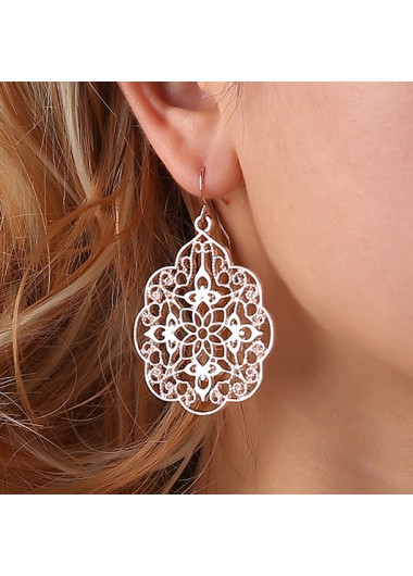 Modlily Rose Gold Alloy Hollow Design Earrings - One Size