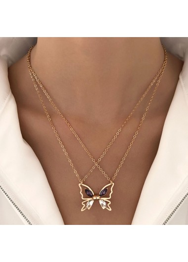 Modlily Rose Gold Butterfly Alloy Design Necklace - One Size