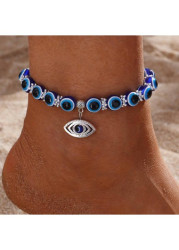 Modlily Royal Blue Beaded Geometric Alloy Anklet - One Size