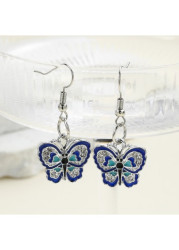 Modlily Royal Blue Butterfly Design Alloy Earrings - One Size