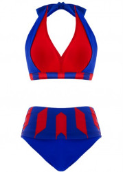 Modlily Royal Blue High Waisted Geometric Print Bikini Set - M