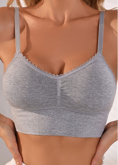 Modlily Sexy Babydoll Lingerie Chemises Grey Push-up Scoop Wire  Bra - S