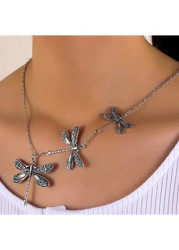 Modlily Silver Alloy Animal Dragonfly Design Necklace - One Size