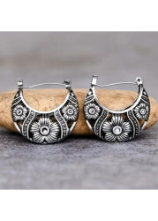 Modlily Silver Alloy Crescent Shape Hollow Earrings - One Size