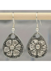 Modlily Silver Alloy Floral Retro Waterdrop Earrings - One Size