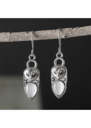 Modlily Silver Alloy Fox Geometric Teardrop Earrings - One Size