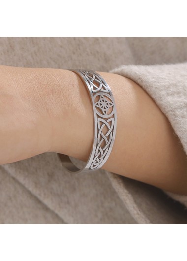 Modlily Silver Alloy Hollow Open Witch Bangle - One Size