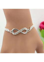 Modlily Silver Alloy Infinity Geometric Design Bracelet - One Size