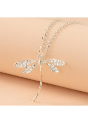 Modlily Silver Alloy Ins Dragonfly Insect Necklace - One Size