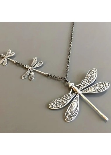 Modlily Silver Alloy Insect Dragonfly Design Necklace - One Size