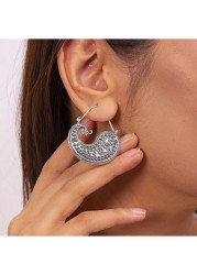 Modlily Silver Alloy Paisley Design Retro Earrings - One Size