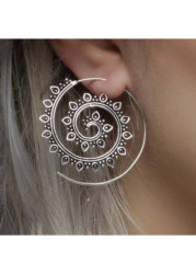 Modlily Silver Circle Tribal Alloy Geometric Earrings - One Size