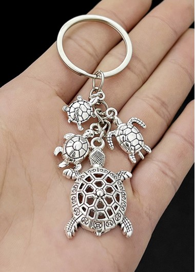 Modlily Silver Cut Out Turtle Alloy Keychains - One Size