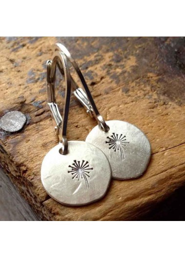 Modlily Silver Dandelion Design Plant Alloy Earrings - One Size