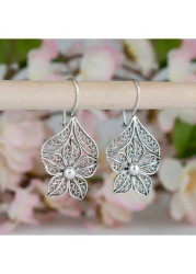 Modlily Silver Floral Hollow Design Alloy Earrings - One Size