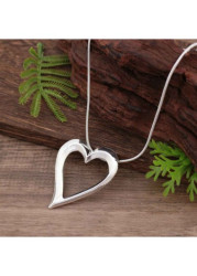 Modlily Silver Heart Shaped Alloy Detail Necklace - One Size