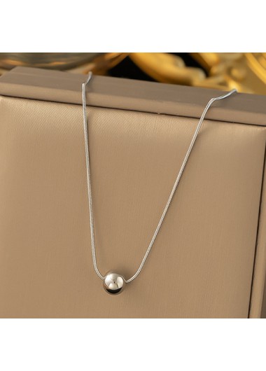 Modlily Silver Round Alloy Detail Geometric Necklace - One Size