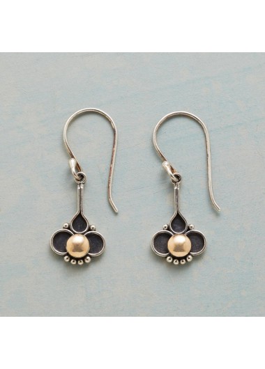 Modlily Silver Round Alloy Geometric Design Earrings - One Size