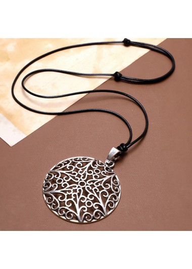 Modlily Silver Round Design Alloy Geometric Necklace - One Size