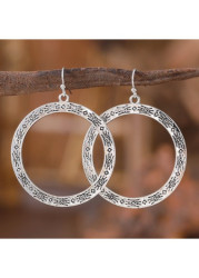 Modlily Silver Round Design Alloy Rune Earrings - One Size