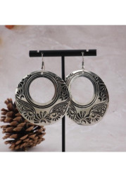 Modlily Silver Round Hollow Iron Detail Earrings - One Size