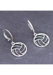 Modlily Silver Round Volleyball Stainless Steel Earrings - One Size