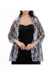 Modlily Silver Sequin Embroidered Moon and Star Shawl - One Size