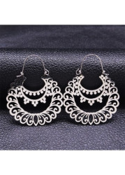 Modlily Silver Stainless Steel Hollow Bohemian Earrings - One Size