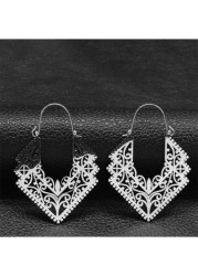 Modlily Silver Stainless Steel Hollow Geometric Earrings - One Size