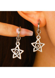 Modlily Silver Star Alloy Detail Hollow Earrings - One Size