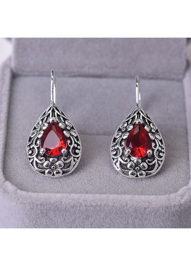 Modlily Silver Teardrop Rhinestone Design Alloy Earrings - One Size