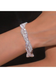 Modlily Silvery White Alloy Detail Rhinestone Bracelet - One Size