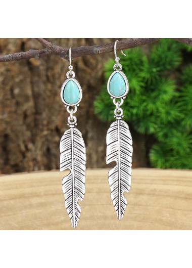 Modlily Silvery White Alloy Feathers Design Earrings - One Size